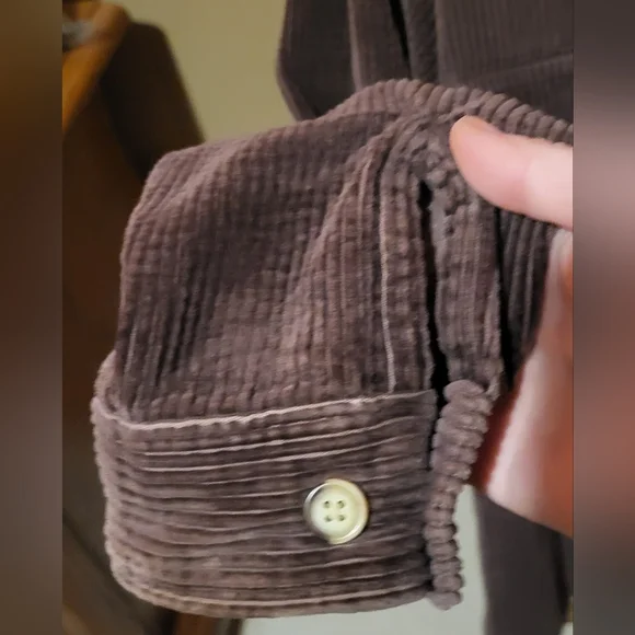 Vintage Y2K Structure Brown 100% Cotton Corduroy Long Sleeve  Shirt Large - Picture 5 of 6